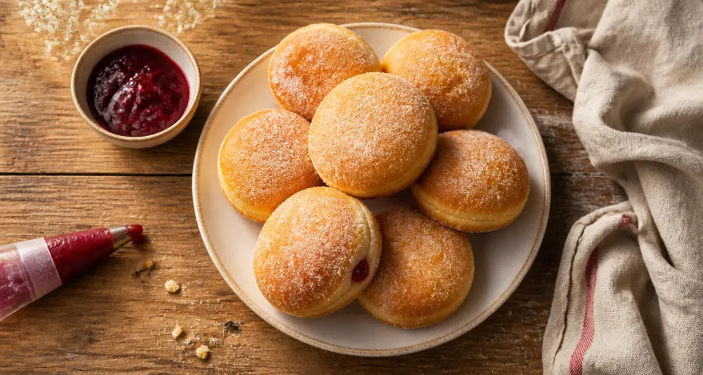 recette des beignets au four sur table rustique