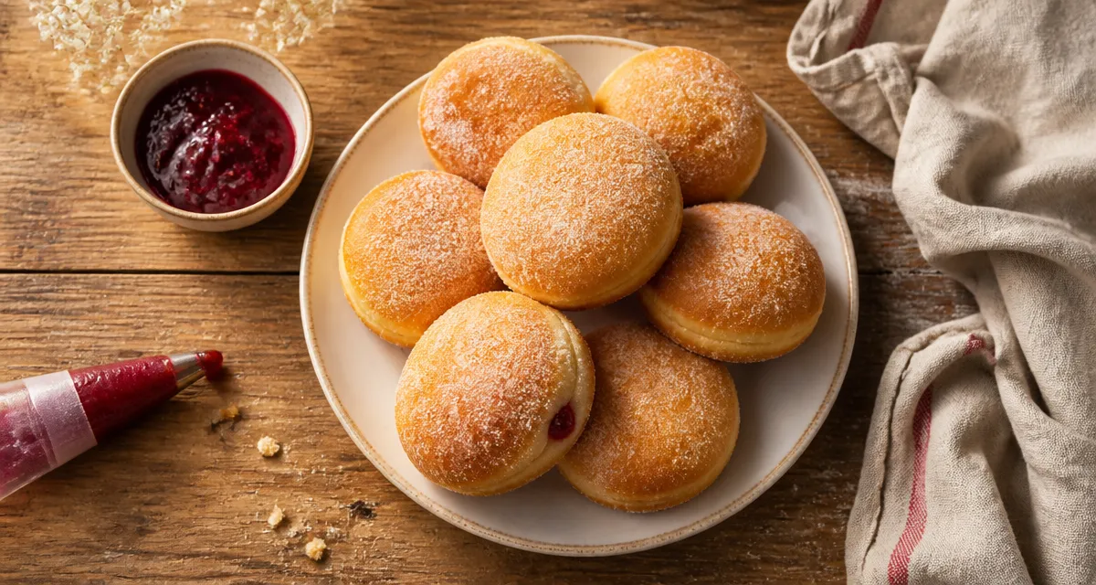 recette des beignets au four sur table rustique