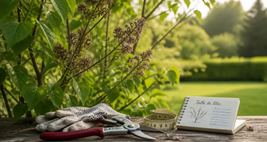 Taille du lilas : sécateur et jeunes feuilles après floraison