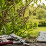 Taille du lilas : sécateur et jeunes feuilles après floraison