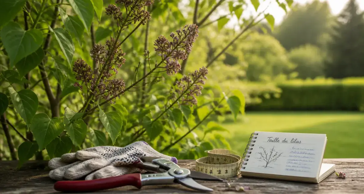 Taille du lilas : sécateur et jeunes feuilles après floraison