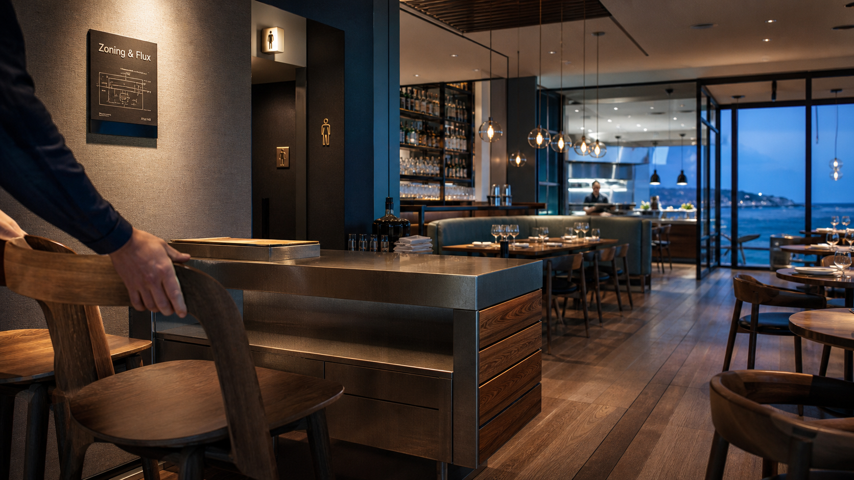Aménager un restaurant : salle moderne, circulation et zoning client