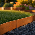 Bordure de jardin en metal Corten, acier rouillé et courbe
