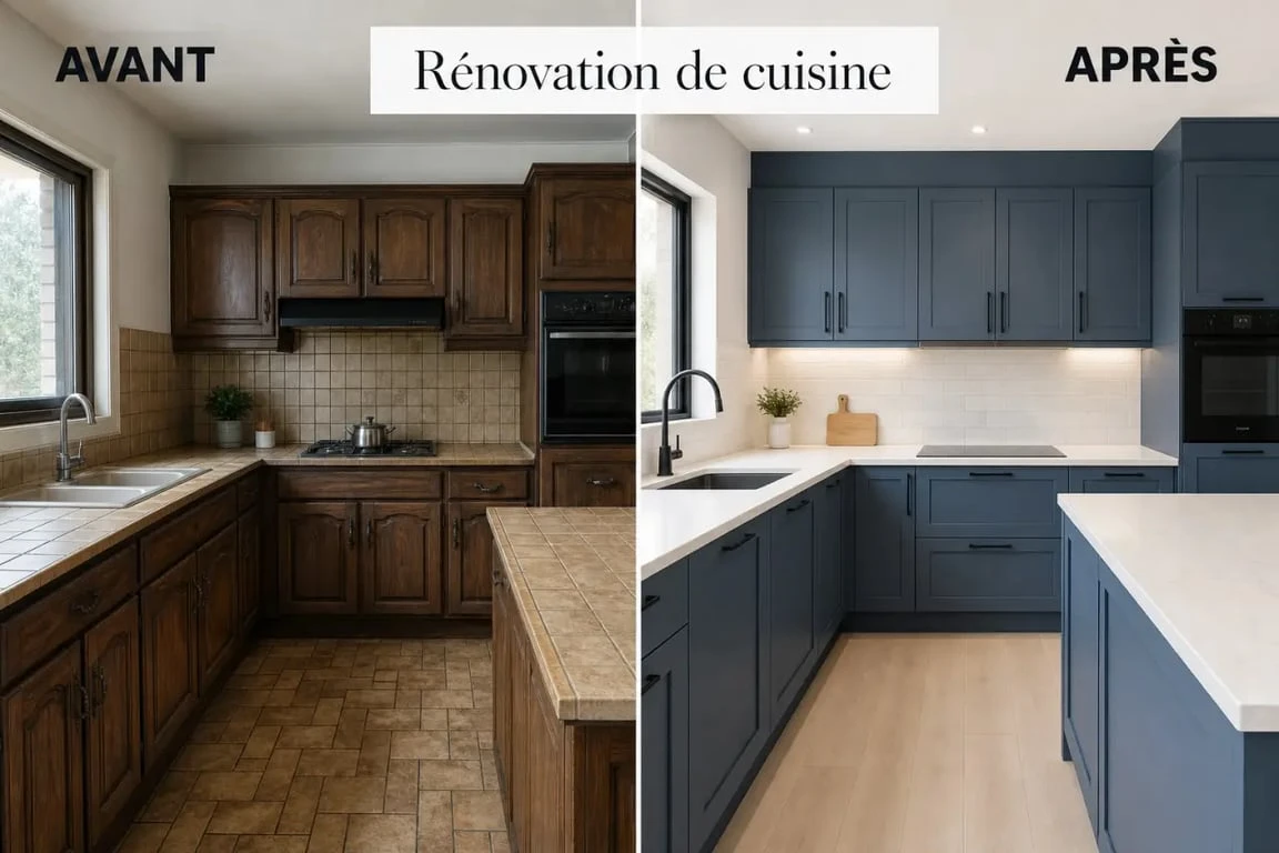 Rénovation de cuisine sans changer les meubles : exemple de transformation avant après