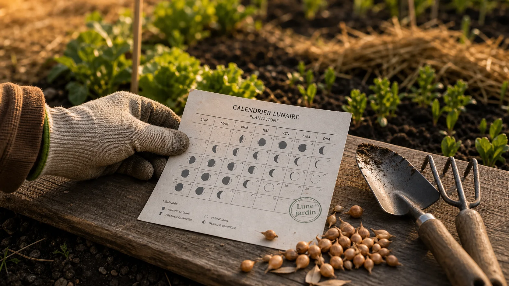 Jardiner avec la lune : calendrier lunaire au potager, graines et outils de jardinage