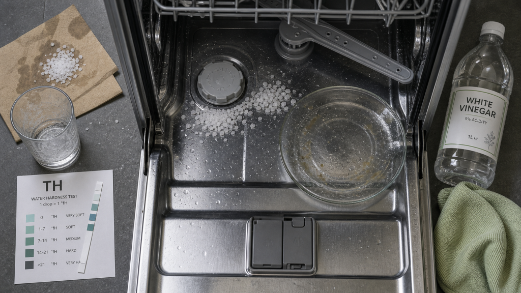 Lave vaisselle qui laisse des traces de sel : pot à sel et test TH