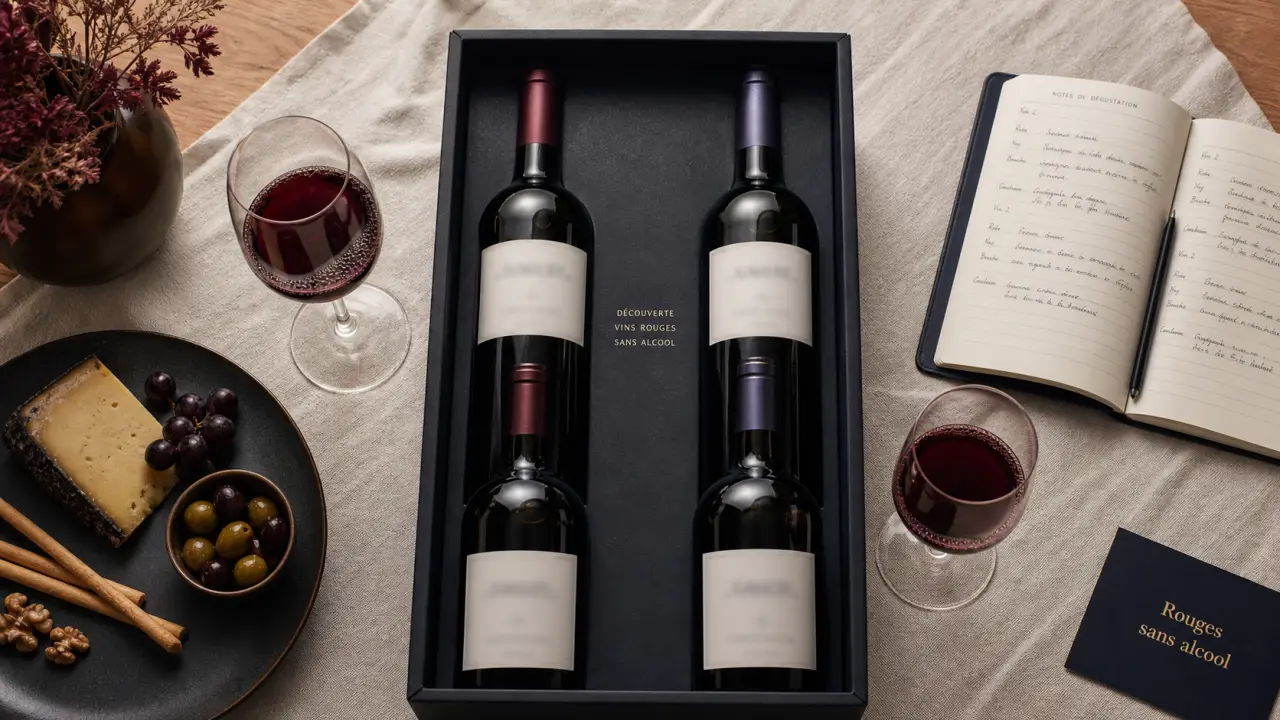 Meilleur vin rouge sans alcool : pack découverte de 4 bouteilles