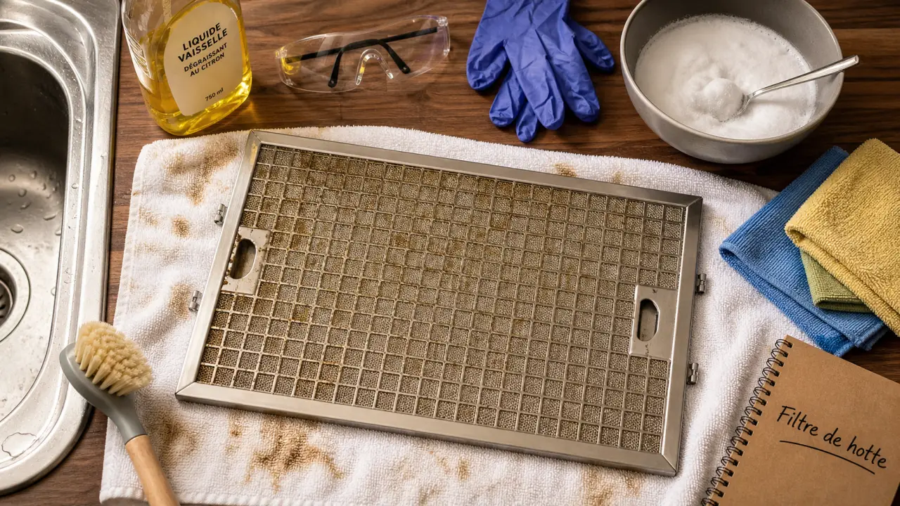 Nettoyage grille hotte : grille grasse trempée à 60 °C
