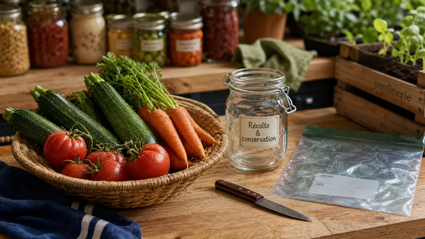 Récolter et conserver ses légumes : panier et bocaux, bon moment de récolte