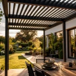 Terrasse couverte maison avec pergola en aluminium thermolaqué