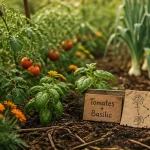 Association potagere tomates basilic tagetes au potager