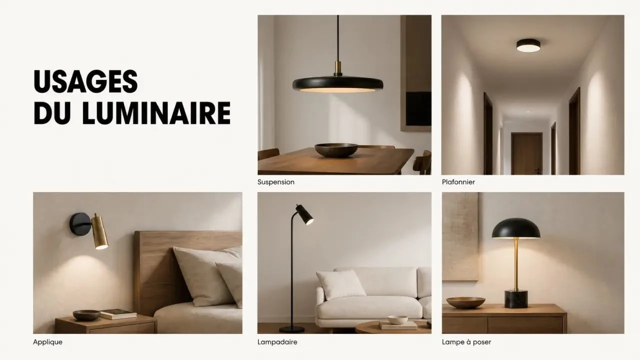 Comparatif luminaire design par pièce et ambiance