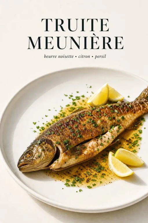 Cuisson truite poele : truite meunière dorée servie avec citron et persil