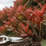 Quand tailler les photinia : photinia Red Robin taillé, feuilles rouges
