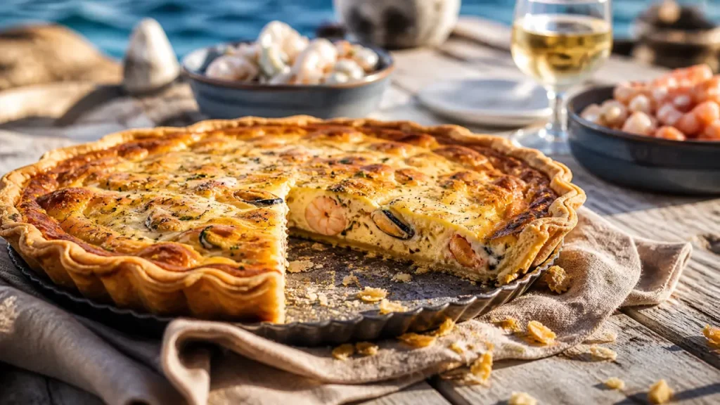 Quiche aux fruits de mer : pâte bien sèche, garniture crémeuse et cuisson à 210°C