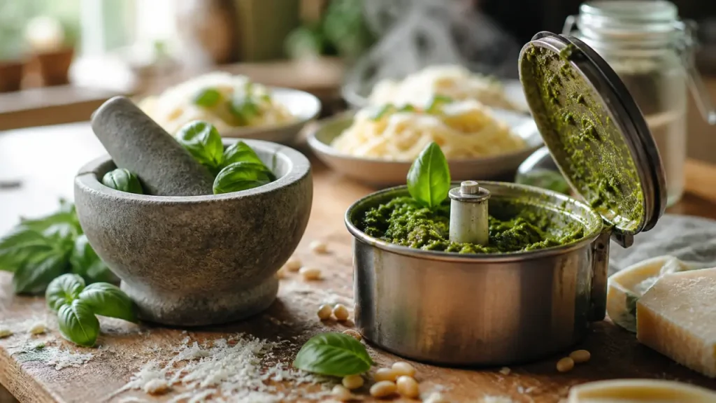 Pesto basilic maison : 5 minutes, huile en filet et texture onctueuse