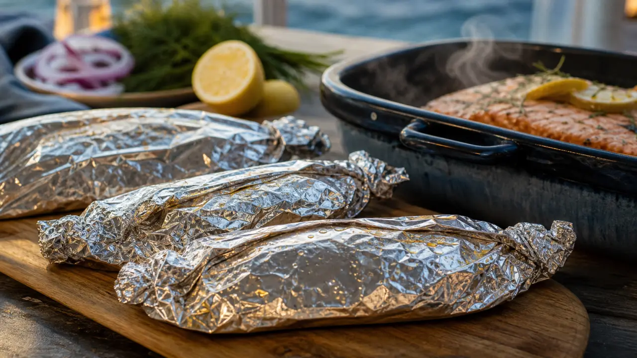 Saumon #papillote four aluminium au citron, papillotes d’aluminium