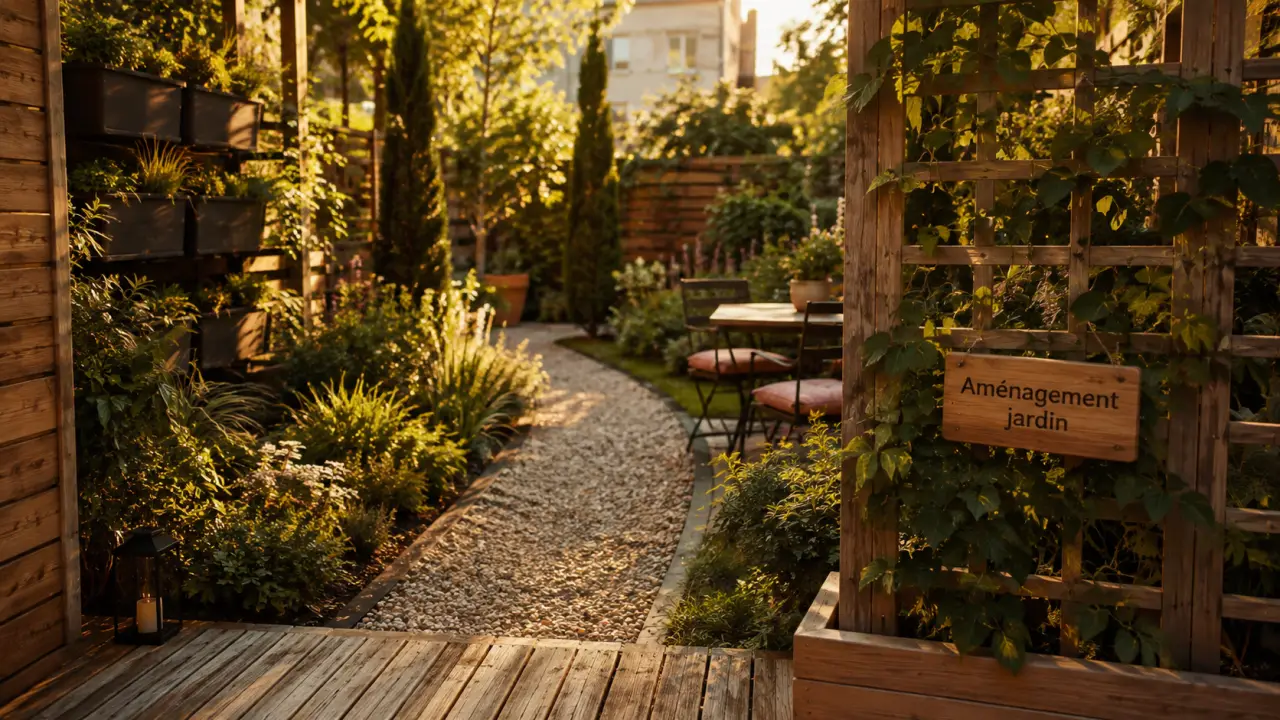 Aménagement du jardin photo : allée en graviers entre massifs
