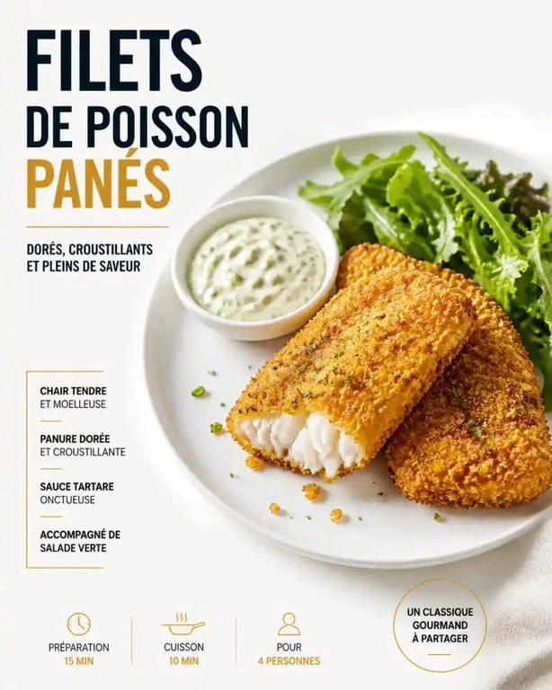 Recette panure pour poisson : filets dorés et croustillants servis avec sauce tartare