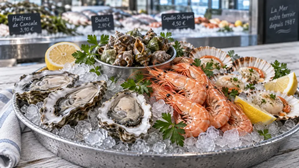 La liste des fruits de mer comprend coquillages, crustacés et céphalopodes