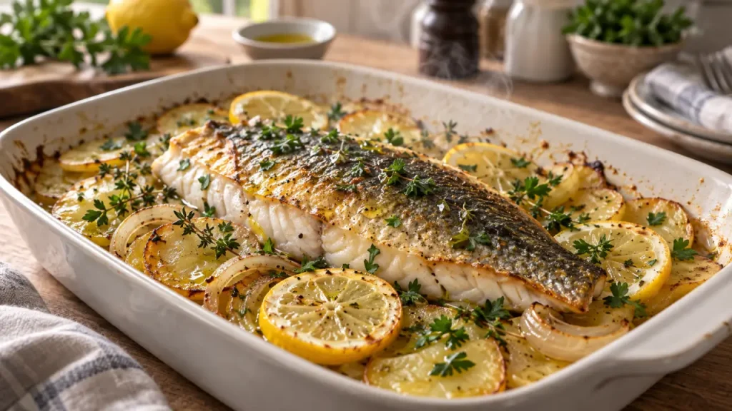 Recette de poisson maigre au four : une garniture fondante et une chair nacrée à 180 °C