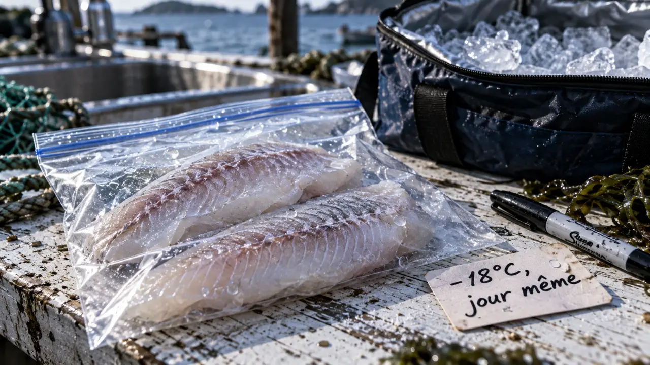 Congeler poisson frais : filets de cabillaud et saumon à -18°C, jour même