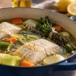 Recette du poisson au court bouillon : poisson blanc en court-bouillon frémissant, 10 minutes