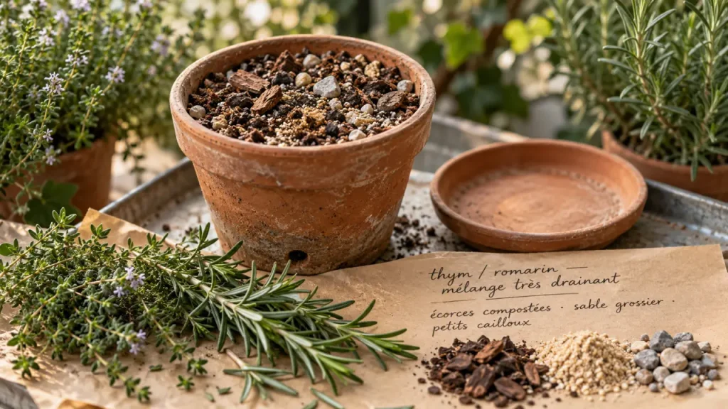 Terreau pour plantes aromatiques : le thym et le basilic ne veulent pas le même pot